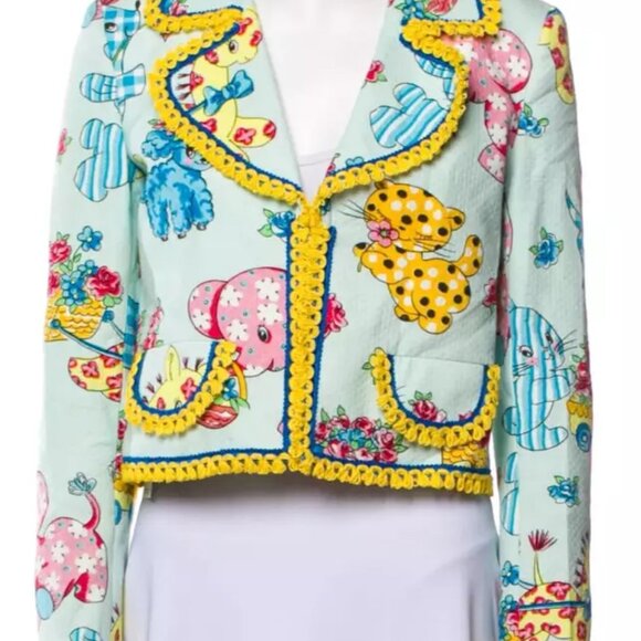 Moschino Couture Calico Animals Piquet Nursery Rhyme JACKET ONLY Lace US 6 2022 - Picture 10 of 13